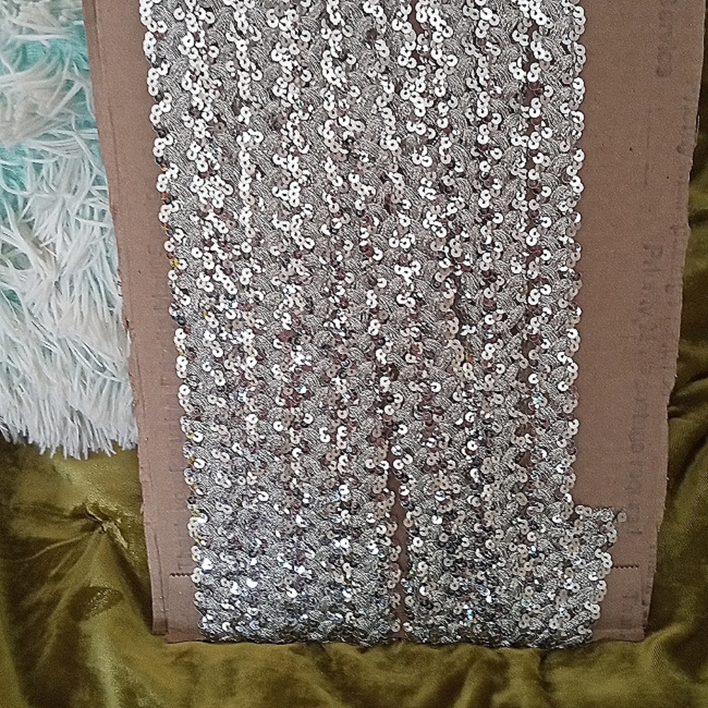 Vintage Silver Sequin crafters trim. Mardi gras/ Christmas - 10 yards